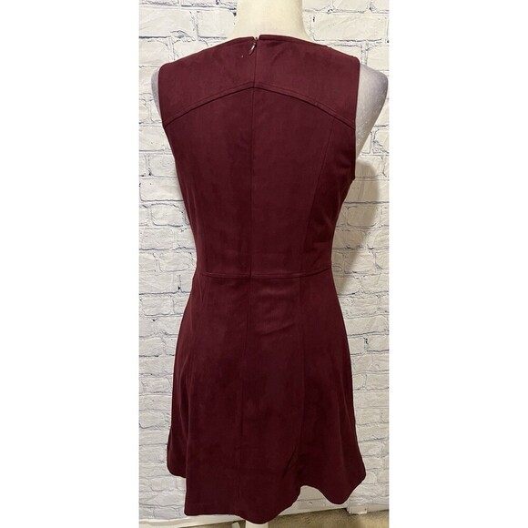 The Impeccable Pig Micro Suede Sleeves Wine Maroon Dress Size Small - Picture 4 of 8